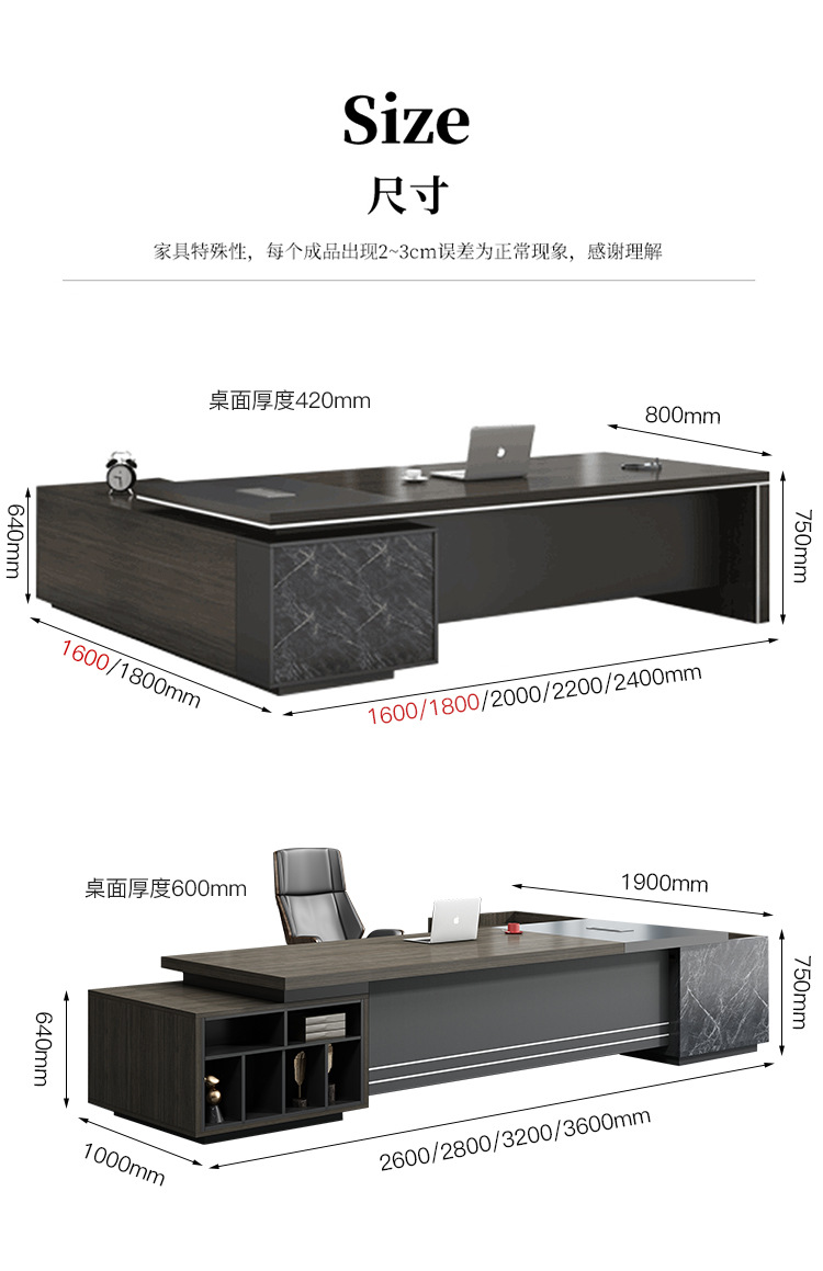 50mm Table Top L Shape Office Desk Customized Size Furniture for Modern Office