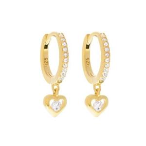 Wholesale Gold Plated Mini Dangle Heart CZ Huggie Earrings Add a Touch of Glamour to Your Look from china suppliers