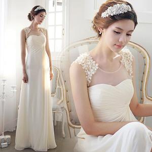 Wholesale Lace Shoulder Chiffon Light Green Evening Dresses TSJY047 from china suppliers