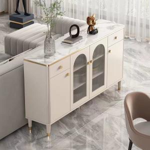 Wholesale White Luxury Sideboard Cabinets Marble Facet Metal Glass Door Custom from china suppliers