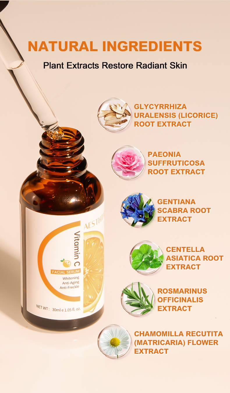 Face Care Serum Beauty Hot Sale Facial Vitamin C Brightening Serum With Vitamin E Hyaluronic Acid Serum for Face