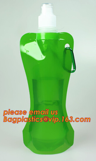 Environmental Cartoon Foldable Water Bottle Bag,BPA Free Plastic Custom Logo Printed Bottle Foldable Drinking Collapsibl