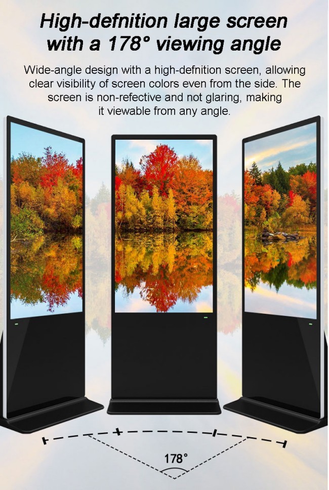 4K Ultra HD Resolution Indoor Vertical LCD Advertising Display Digital Signage Totem Equipped With 8 Array Mic