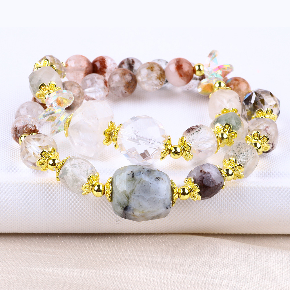 Natural Garden Quartz 8mm 10mm Bead Bracelet DIY Clear Quartz Stretch Bracelet For Gift