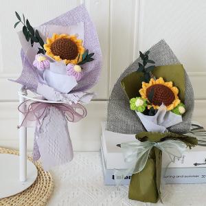 Wholesale Flowers Variety Hand-knitted Woolen Knit Bouquet Perfect Gift for Girls' Birthday or Graduation from china suppliers