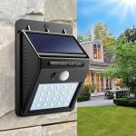Black Solar Powered LED Wall Light 30 55 20 10 LEDs , LED Garden Wall Lights