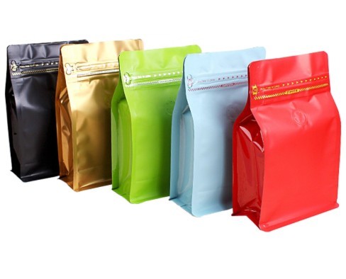 Custom Printed Resealable Flat Bottom Coffee Bean Packaging Bags