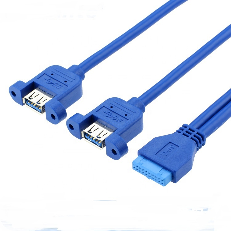 Dual Panel Mount USB 3.0 A Female to IDC 20 PIN Female PC Computer Case Motherboard Cable