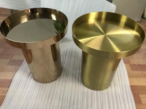 Wholesale copper plated metal mirror round coffee table gold stainless steel table from china suppliers