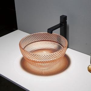 Wholesale Round Stylish Hand Wash Basin Toilet Crystal Amber Color No Hole Faucet from china suppliers