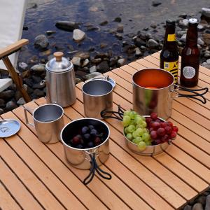 Wholesale New Arrival 7 Pcs 304 Stainless Steel Camping Cookware Set Multi-person Soup Pot Set Outdoor Cooking Pot Set For Hiking from china suppliers