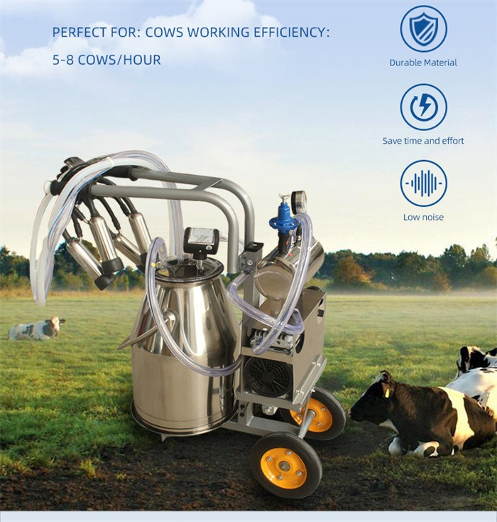 HL-JN11-Cust 0.55Kw Electric Cow Milking Machine with 25L Stainless Steel Bucket