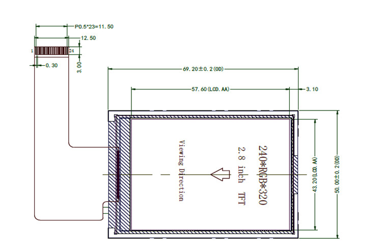 ST7701S Driver IC 3 Inch RGB 40PIN High Brightness TFT Display