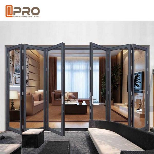 Aluminium Double Insulated Glazing Folding Door Airtight Thermal Break Finished