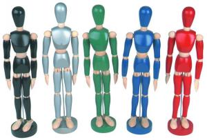 Wholesale Life - Sized Wooden Drawing Figure Model , Colourful Flexible Poseable Art Mannequin from china suppliers