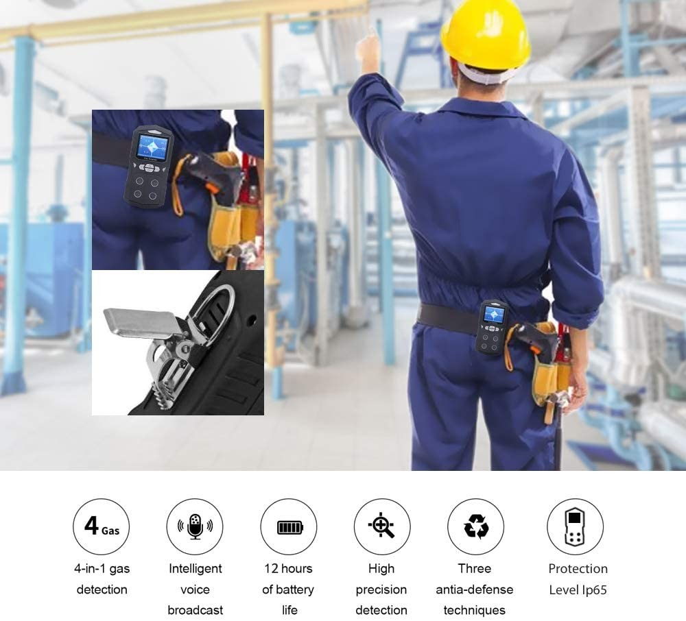 4 In 1 Handheld Multi Gas Detector 100PPM 1000PPM Data Logging Voice Alarm