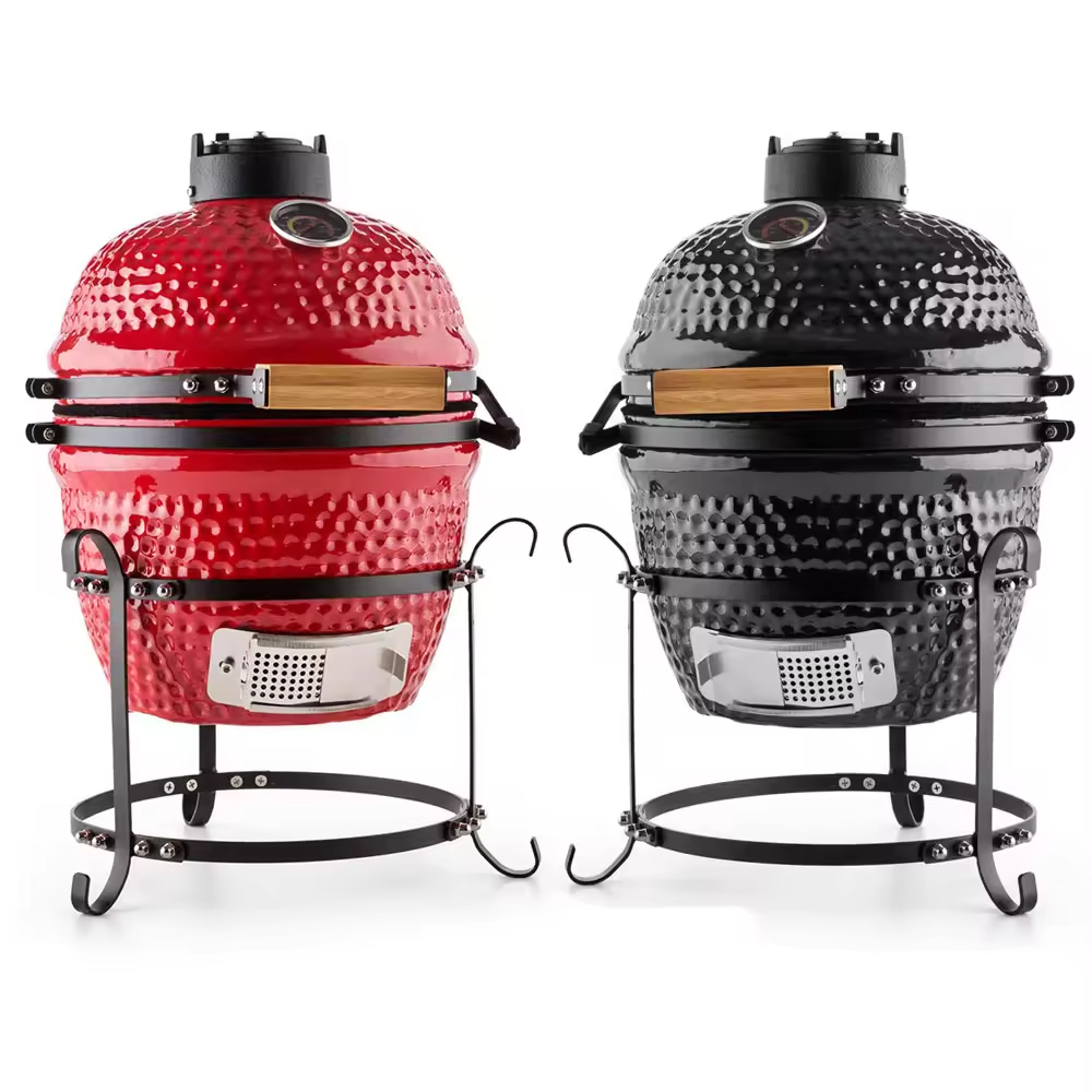 13 Inch Table Top Kamado Charcoal Ceramic Grill for Outdoor Camping Garden RV Tailgating