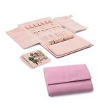 Silk Screen Travel Jewelry Organizer Roll Women Microfabric Fold Up Jewelry