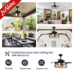 Retractable Blades Industrial Ceiling Fan , Vintage Cage Chandelier Ceiling Fan