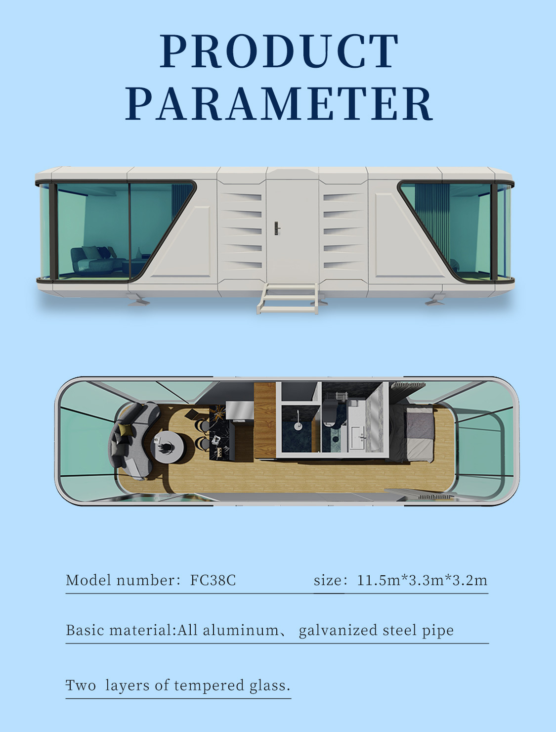 Luxury Mobile Small Outdoor Cabin Office With Smart System Detachable Container Capsule House