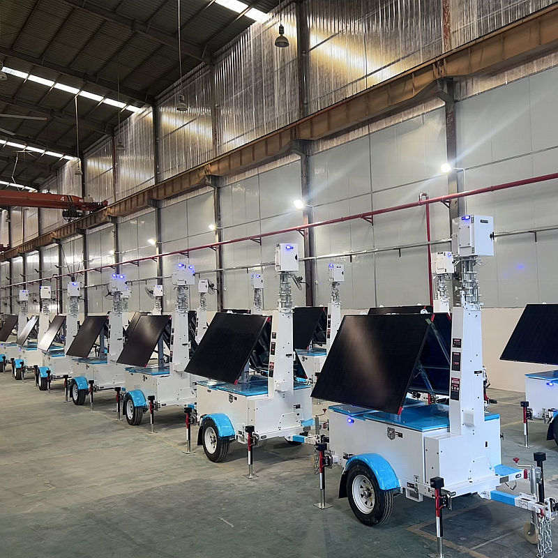 Mobile Solar Light Tower Emergency Response Telescopic Light Tower Hydraulic Mast 5-9m Solar LED Light Tower