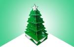 Green Christmas Tree Cardboard Pallet Display For Promoting Toys , Eye Catching