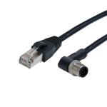 Cat5e Industrial Ethernet Connector RJ45 Cable To M12 90 Degree Molding Female