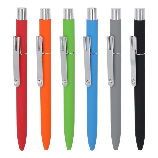 Soft Rubber Colorful Aluminum Business Ballpoint Pen Retractable Ball Pen With