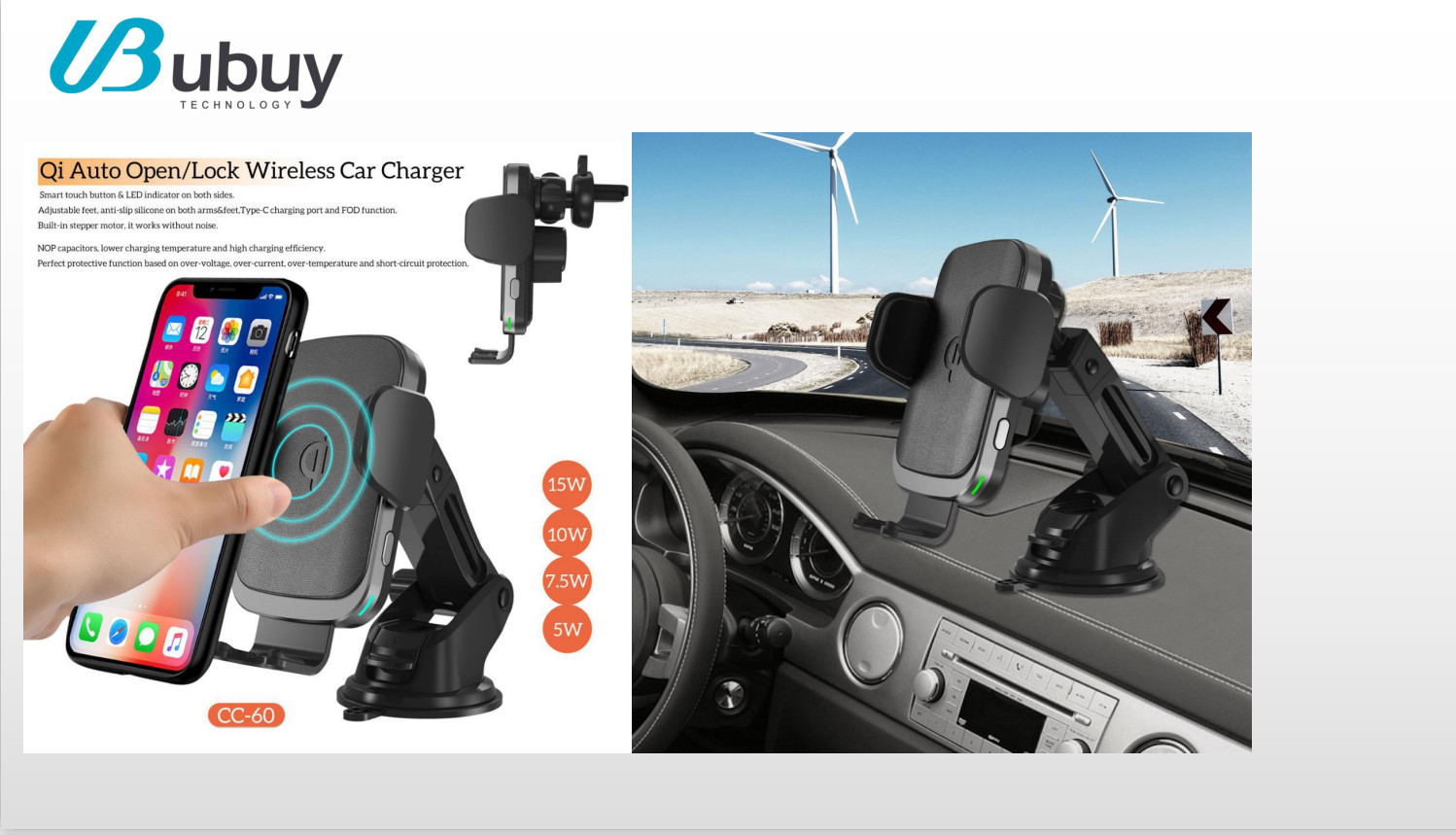 Cell Phone Holder PU Leather 10w Qi Car Wireless Charger