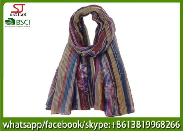 China supplier stripe mini flower print scarf 100% Polyester 100*200cm shawl sun protection factory direct supply