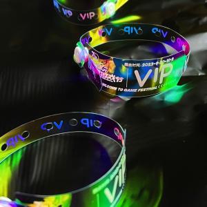 Wholesale Wholesale Waterproof Shiny Wristband Custom Logo Promotional Gift Event Rainbow Glitter Transparent Laser PVC Wristband from china suppliers
