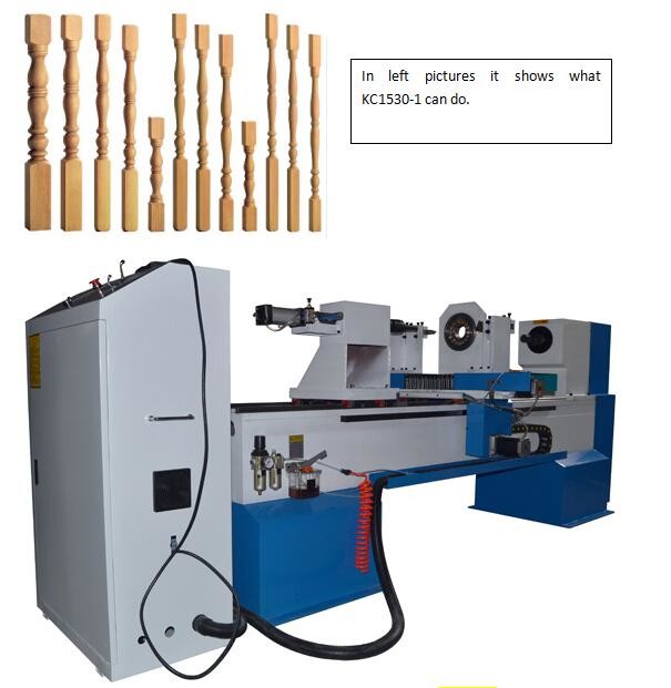CNC wood lathe with engraving spindle