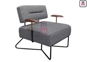Wholesale Metal Frame Plaid 0.7cbm Upholstered Single Sofa Chair Wood Armrests from china suppliers