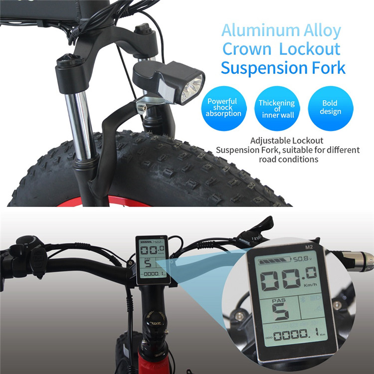 48v Ebike Fat 26 Aluminum Alloy Frame 1000W Brushless Geared