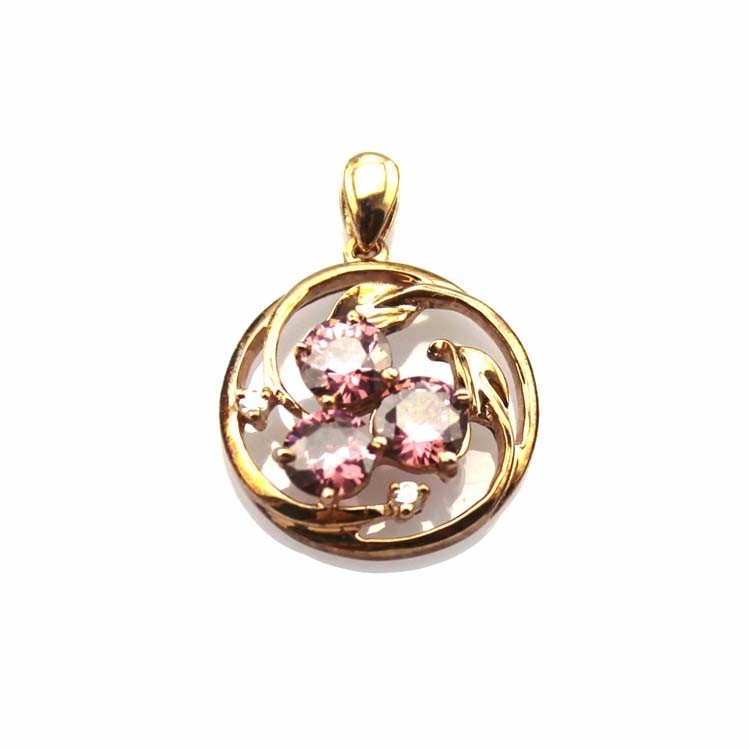 Silver Jewelry Purple Cubic Zircon Charm Pendant Necklace (P33)