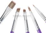 5Pcs Decorating Brush Set With Purple Slim Handle Art Painting Brush Collection