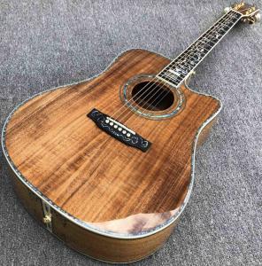 Wholesale Aablone Tree life Cutaway Koa wood acoustic guitar 41 inch Ebony fingerboard Solid koa guitar from china suppliers