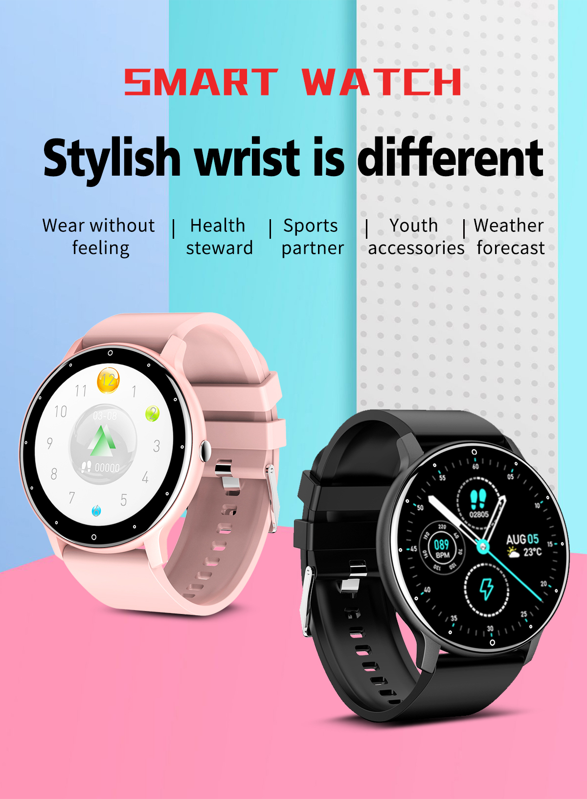 1.28Inch IP67 Bluetooth Smart Watch Heart Rate Resting Monitoring
