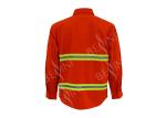 Men's 100%Cotton Twill Orange Work Shirt Long Sleeve Back Across Reflective Tape