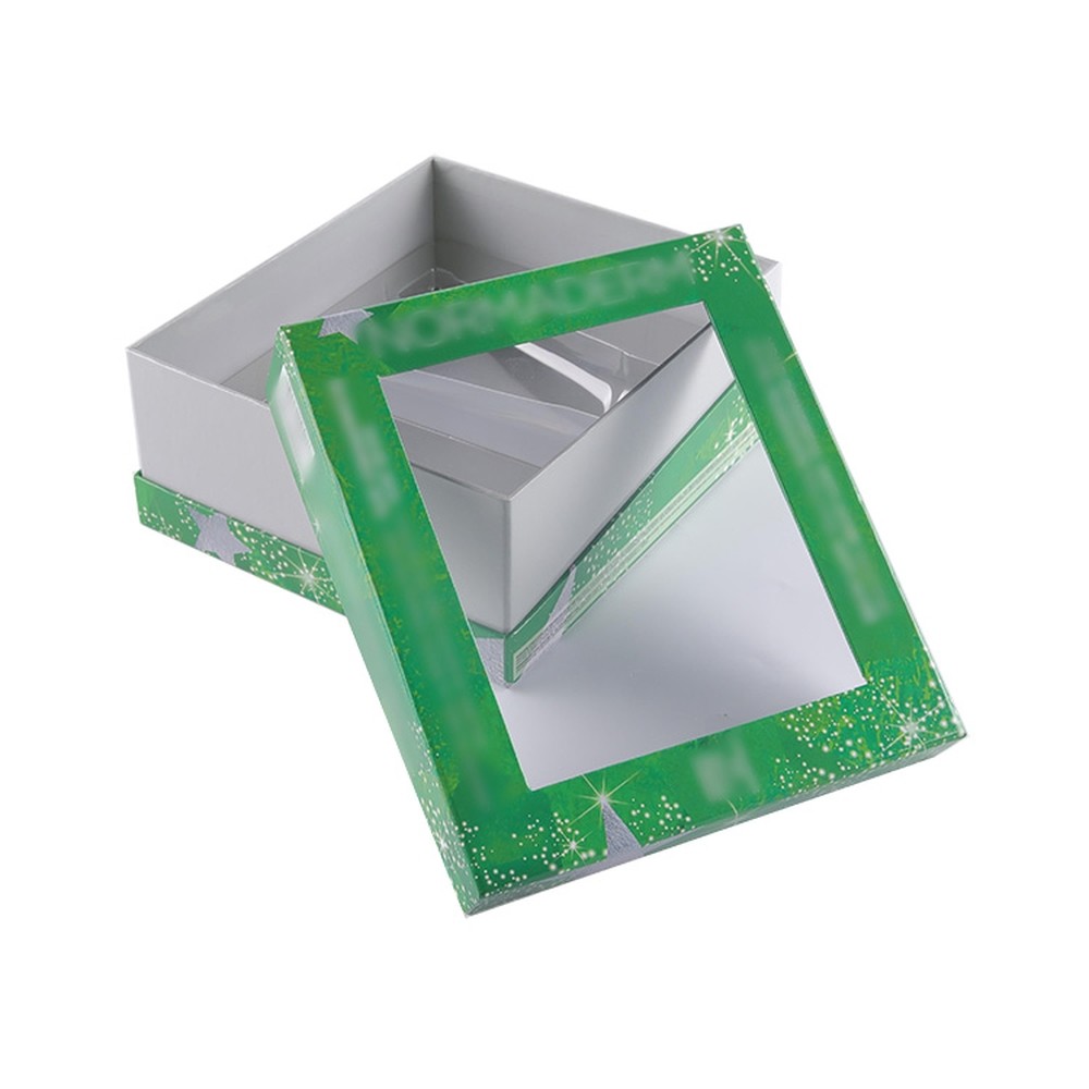 ISO9001 Green Cosmetic Gift Boxes Clear Window With Hypotenuse Lip