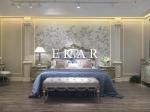 FRENCH STYLE BLUE FABRIC LEATHER HEADBOARD HAND CARVED LUXURY ANTIQUE BED