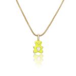Colorful 24k Gold Jewelry Enamel Bear Zircon Pendant Necklace