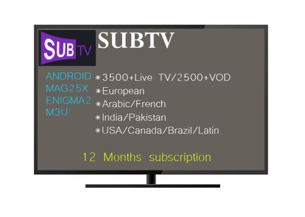 SUBTV IPTV Subscription 1 year 3400 Channels including Arabic channels Russia