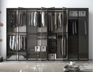 Wholesale Full Glass Door 4M Aluminum Wardrobe Closet 4 Drawers Built In Bulb from china suppliers