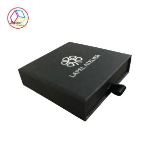 Wholesale Black Jewelry Paper Gift Box Silver Foil Stamping Textured Surface from china suppliers