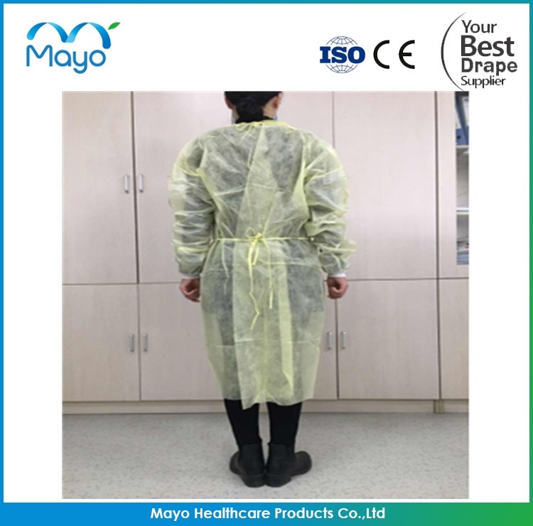 SPP PE Yellow Isolation Gown CE FDA Fluid Resistant Isolation Gown