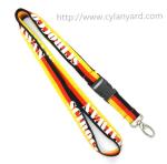 Colored yarn woven striped rainbow lanyards, printed logo dyed yarn woven