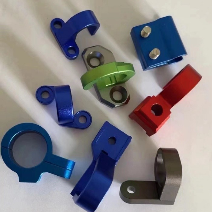 Motorcycle Accessories Mirror Holder Bracket Die Cast CNC Machined Parts Aluminium Blue Anodized