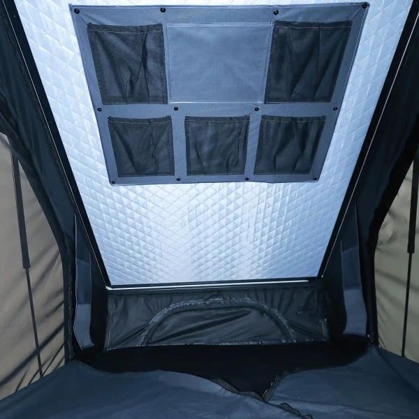 Vehicle Camping Aluminum Shell Roof Tent With Hydraulic Lever Assisted Labor-saving Opening Method And Support Logo
