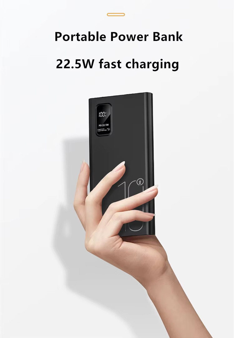 Outdoor Portable 10000mah PowerBank LED Display PD QC3.0 22.5W Fast Charge Slim Power Banks 10000mAh USB-C Charger for iphone 15